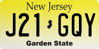 NJ license plate J21GQY