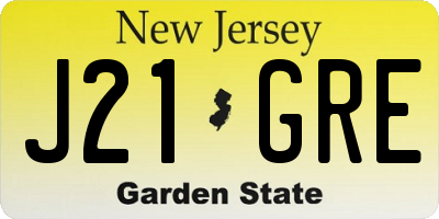 NJ license plate J21GRE