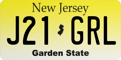 NJ license plate J21GRL