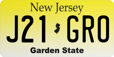 NJ license plate J21GRO