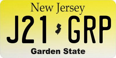 NJ license plate J21GRP