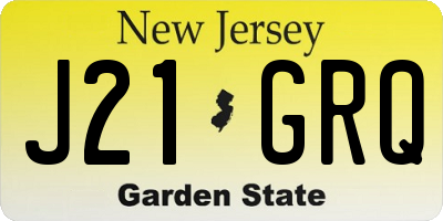 NJ license plate J21GRQ