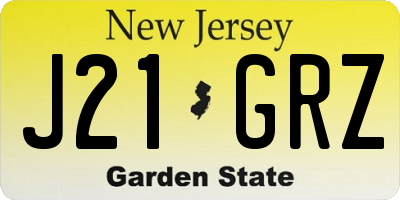 NJ license plate J21GRZ