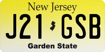 NJ license plate J21GSB