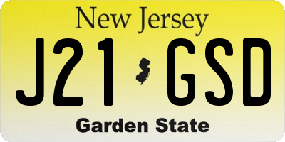 NJ license plate J21GSD