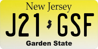 NJ license plate J21GSF