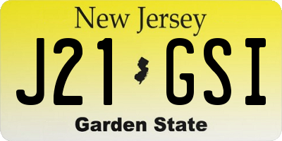 NJ license plate J21GSI
