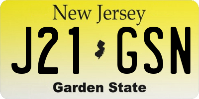 NJ license plate J21GSN