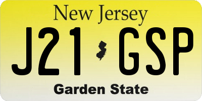 NJ license plate J21GSP