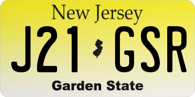 NJ license plate J21GSR