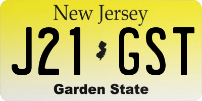 NJ license plate J21GST