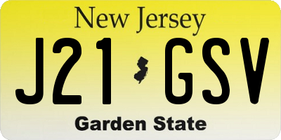 NJ license plate J21GSV