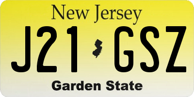 NJ license plate J21GSZ
