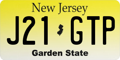 NJ license plate J21GTP