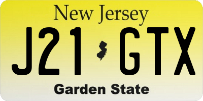 NJ license plate J21GTX