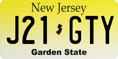 NJ license plate J21GTY