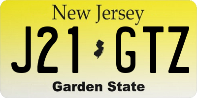 NJ license plate J21GTZ