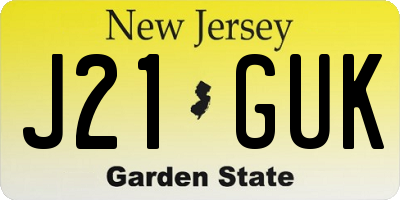 NJ license plate J21GUK