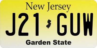NJ license plate J21GUW