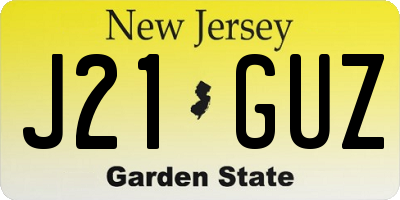 NJ license plate J21GUZ