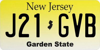 NJ license plate J21GVB
