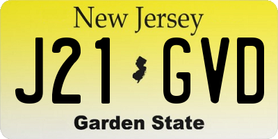 NJ license plate J21GVD