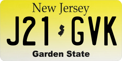 NJ license plate J21GVK