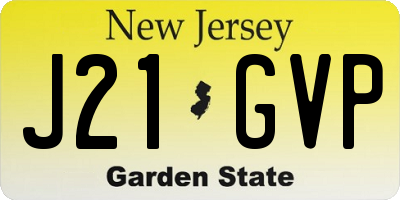 NJ license plate J21GVP