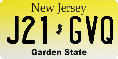 NJ license plate J21GVQ