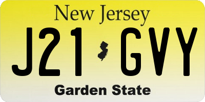 NJ license plate J21GVY
