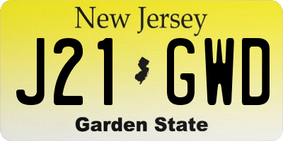 NJ license plate J21GWD