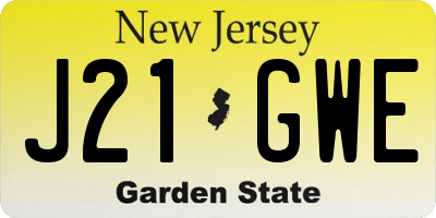 NJ license plate J21GWE
