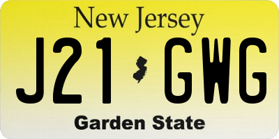 NJ license plate J21GWG