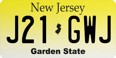 NJ license plate J21GWJ
