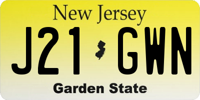 NJ license plate J21GWN