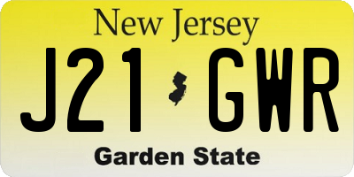 NJ license plate J21GWR
