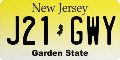 NJ license plate J21GWY