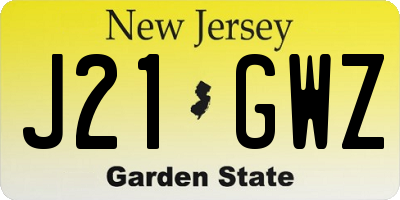 NJ license plate J21GWZ