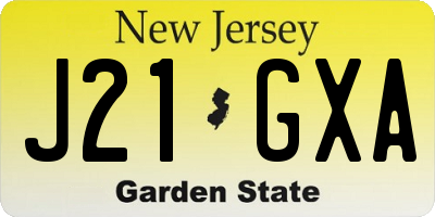 NJ license plate J21GXA