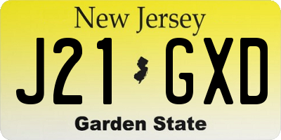 NJ license plate J21GXD
