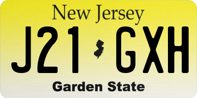 NJ license plate J21GXH