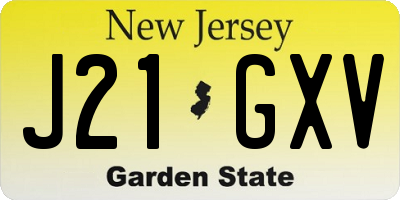 NJ license plate J21GXV