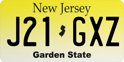 NJ license plate J21GXZ