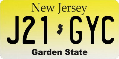 NJ license plate J21GYC