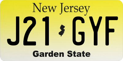 NJ license plate J21GYF