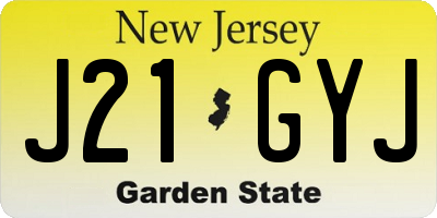 NJ license plate J21GYJ