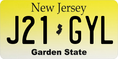 NJ license plate J21GYL