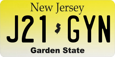NJ license plate J21GYN