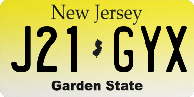 NJ license plate J21GYX
