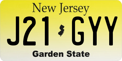 NJ license plate J21GYY